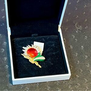 Swarovski Gold and Red Brooch